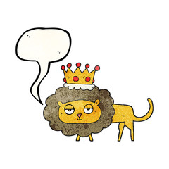 speech bubble textured cartoon lion with crown