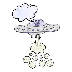 speech bubble textured cartoon flying saucer