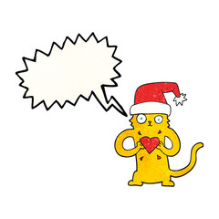 speech bubble textured cartoon cat loving christmas