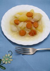 Leeks, potatoes and carrots
