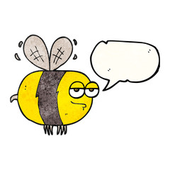 speech bubble textured cartoon unhappy bee