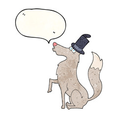 speech bubble textured cartoon wolf