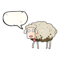 speech bubble textured cartoon muddy sheep