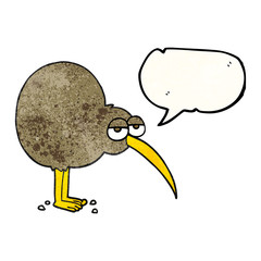speech bubble textured cartoon kiwi