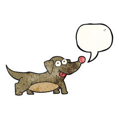 speech bubble textured cartoon happy little dog