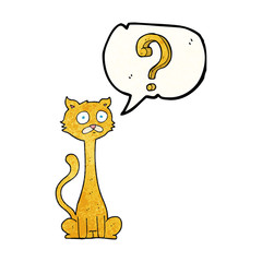 speech bubble textured cartoon curious cat