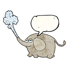 speech bubble textured cartoon elephant squirting water