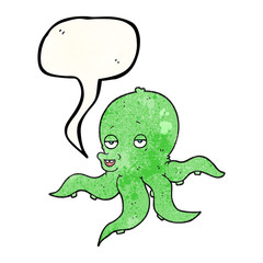 speech bubble textured cartoon octopus