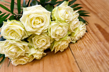 White roses bouquet.