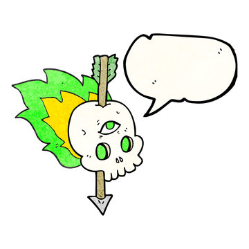 recommend clip art: speech bubble textured cartoon magic skull with arrow through br