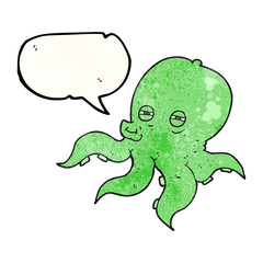 speech bubble textured cartoon octopus