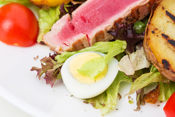 Classic nicoise salad closeup.