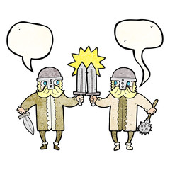speech bubble textured cartoon viking warriors