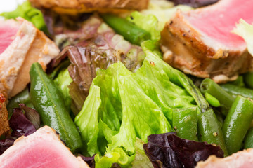 Classic nicoise salad closeup.