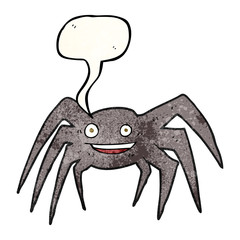 speech bubble textured cartoon happy spider