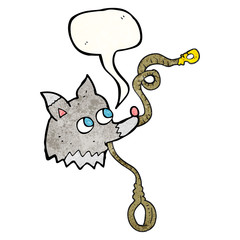 speech bubble textured cartoon dog with leash