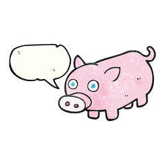 speech bubble textured cartoon piglet