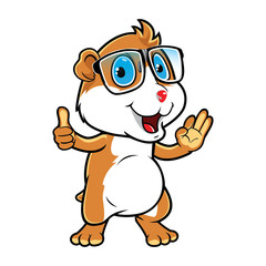 Hamster Geek Thumb Up and Okay.