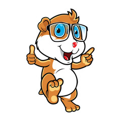 Hamster Geek Thumb Up and Pointing.