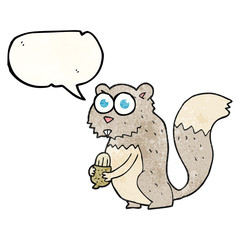 texture speech bubble cartoon angry squirrel with nut