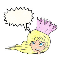 texture speech bubble cartoon woman with blowing hair