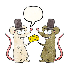 texture speech bubble cartoon mice with cheese