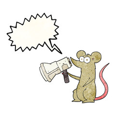 texture speech bubble cartoon mouse with megaphone