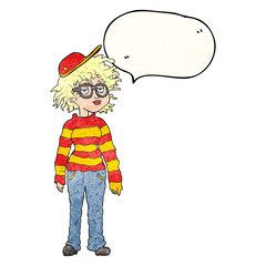 texture speech bubble cartoon geeky girl