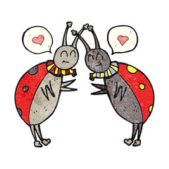 texture speech bubble cartoon ladybugs greeting