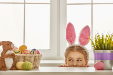 girl wearing bunny ears