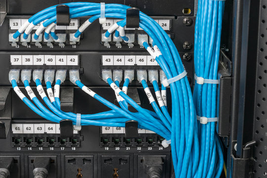 many blue wire of network on switching