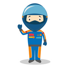 Cute cartoon vector illustration of a race pilot