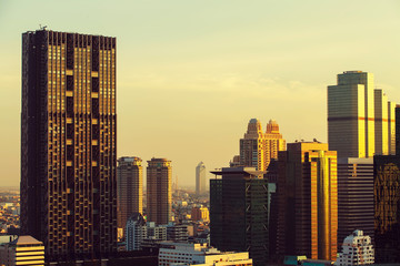 Naklejka premium Bangkok sky line before sunset, Bangkok, Thailand.