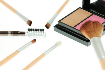 Face and eye brush set for starter on white background