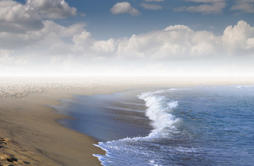 Foggy morning in Barcelona - Mediterranean Sea