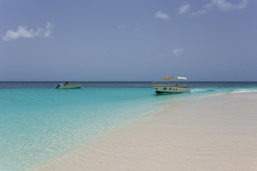 Fototapeta na wymiar Caribbean Sea with a Fishing Boat 