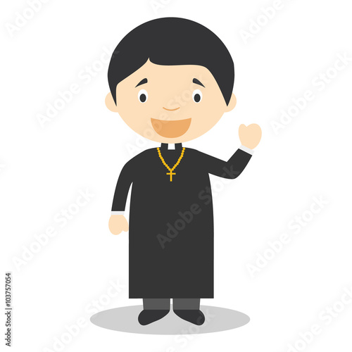"Cute cartoon vector illustration of a priest" Stock image and royalty