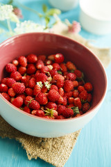 Wild strawberry in bowl