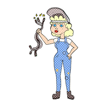 cartoon electrician woman