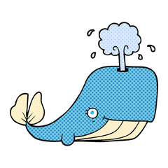 cartoon whale spouting water