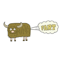 cartoon hairy cow farting