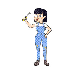 cartoon female mechanic