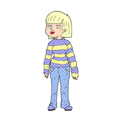 cartoon woman in casual clothes