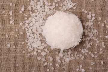 white salt on the fabric with oregano