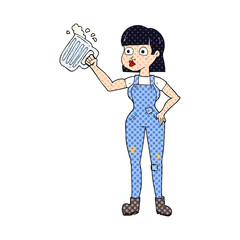 cartoon woman with beer