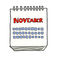 cartoon calendar showing month of november