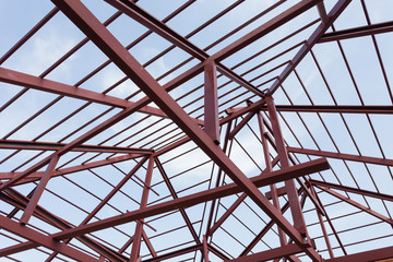 structural steel beam on roof of building residential