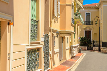 Fragment of Monaco Village, Monaco, France. Narrow streets in Old Town.