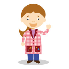 Cute cartoon vector illustration of a female teacher