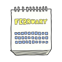 cartoon calendar showing month of february
